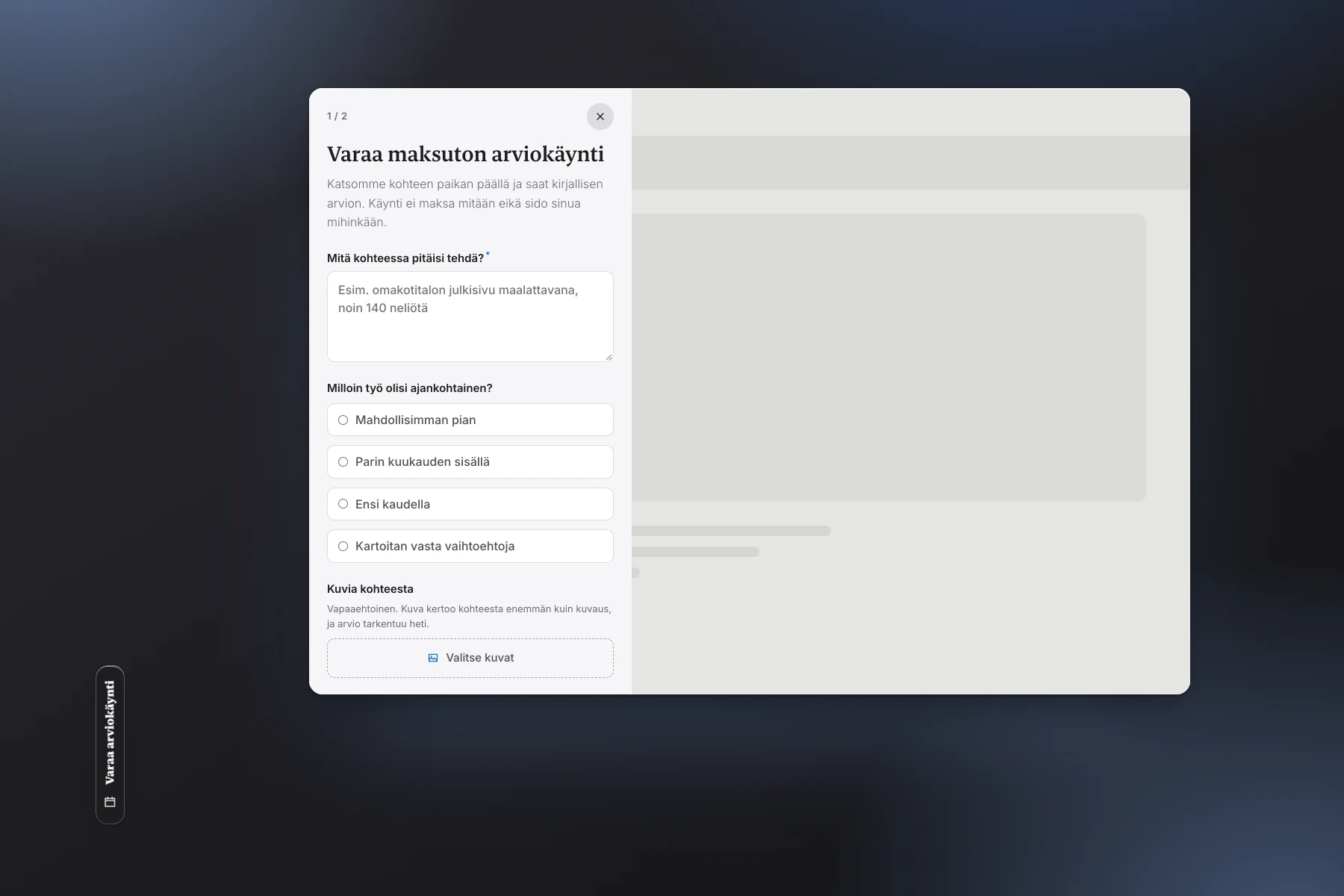 Quick contact: a tab on the edge of the page and the form it opens.